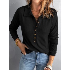 Plus Size, Elegant Women's Sweater- Long Sleeve Loose Sweater with Button Closure, Soft Everyday and Formal Top Suitable Autumn and Winter Seasons, Stylish Office Party Wear- Women's Sweater, Women's Sweater, Casual Winter Clothing, Classic Knitwear