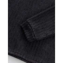 Men's Fashion Casual Long Sleeve Henley Shirt | Premium Houndstooth Jacquard Henley Collar T-Shirt | Notched V-Neck Design | Loose-Fit Comfortable Henley Tee | Essential Golf Wear | Breathable, Warm, and Skin-Friendly | for Indoor Gatherings and