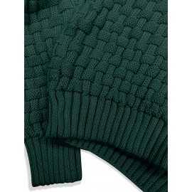 Men's Casual Waffle Knit Lapel Button Sweater