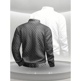 Two-Pack Plus Size Men's Full-Zip Jacket, Half-Zip Front, Elastic Zipper, Half-Zip Casual Coat, Suitable for Gym, Office, Daily Wear - Dark Gray/Black-Dark Gray/Light Gray-Dark Gray/White-Black/White-Black/Light Gray-Light Gray/White Men's Wear 