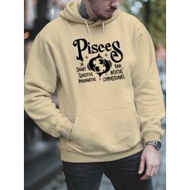 Plus Size Pisces Pattern Hoodie | Comfortable Fuzzy Sweatshirt with Zodiac Design, Printed with 