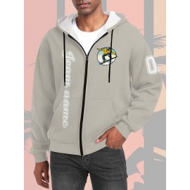 Men's Plus-Size Custom Full-Zip Sweatshirt - Personalized Logo & Text Printing, Size Hoodie for Branding/Gym/Outdoor Wear, Machine Washable Casual Sportswear (Regular Fit) - Orders Welcome Suitable for Gym,, Daily Wear, PLUS SIZE