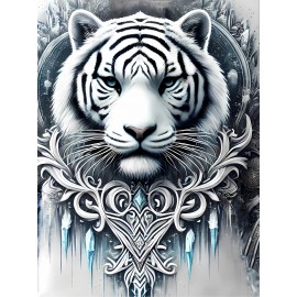 Men'S 3D Ice And Snow World Hoodie Featuring a White Tiger Design - a Long-Sleeve Casual Pullover with Drawstring Pockets, Adorned with Nature-Inspired Decorations And High-Quality Detailed Prints, Made from Machine-Washable Fabric, Plus Size