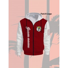 Men's Plus-Size Custom Full-Zip Sweatshirt - Personalized Logo & Text Printing, Size Hoodie for Branding/Gym/Outdoor Wear, Machine Washable Casual Sportswear (Regular Fit) - Orders Welcome Suitable for Gym,, Daily Wear, PLUS SIZE